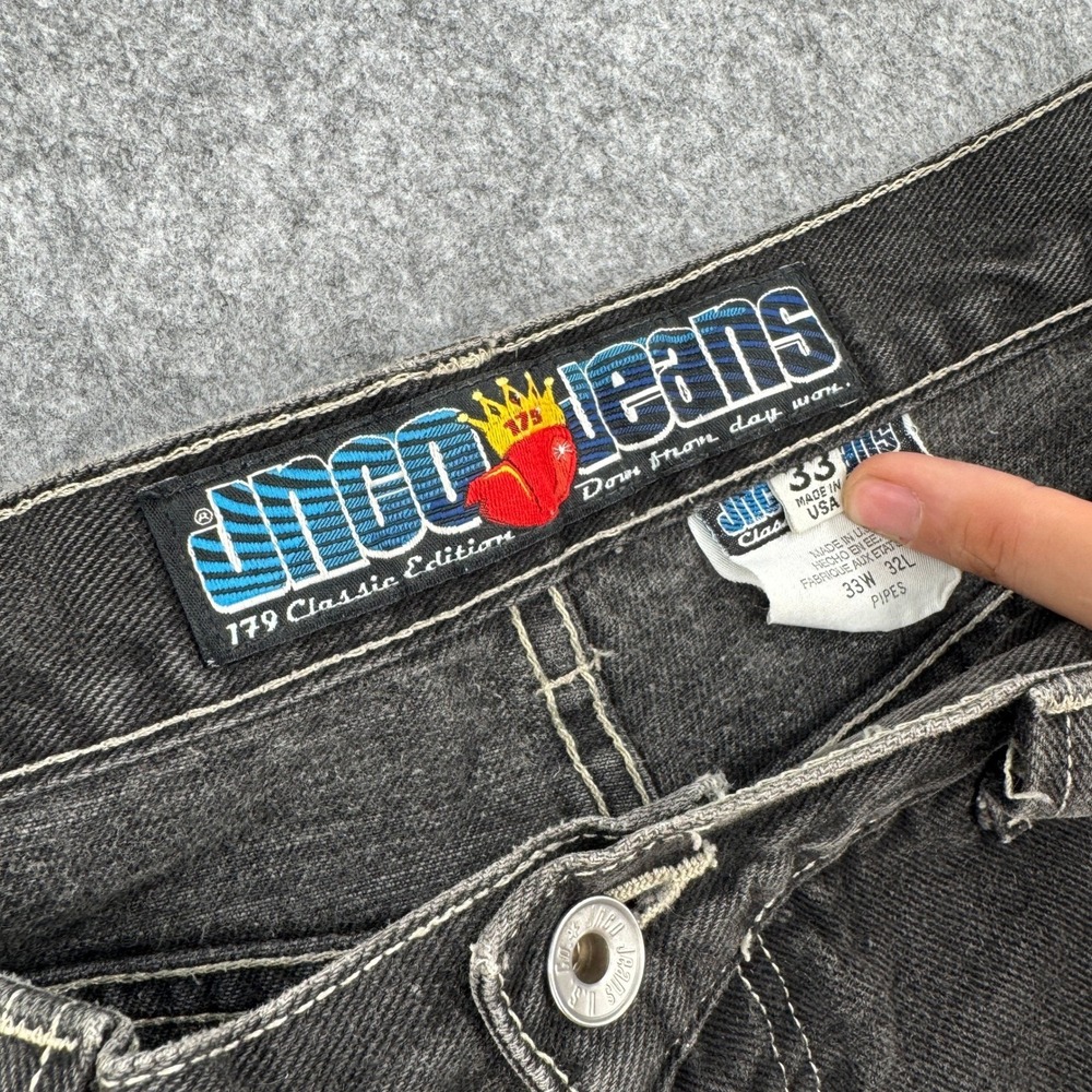 Vintage JNCO Jeans 179 Joker Classic Edition Pipes Black Wide Leg 33x32 - Picture 4 of 8